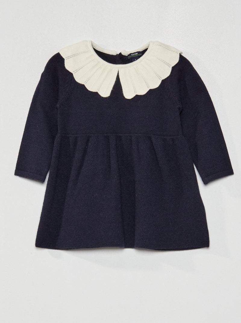 Vestito lavorato a maglia con colletto claudine BLU - Kiabi