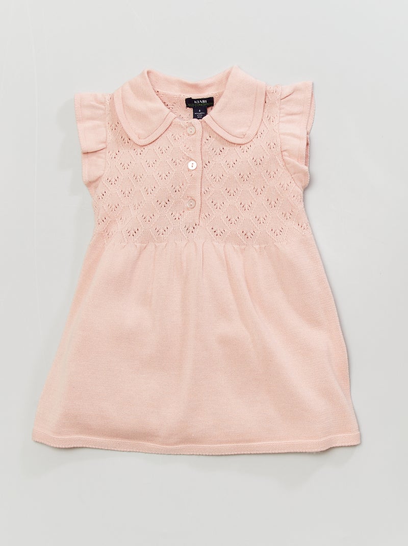 Vestito lavorato a maglia con colletto claudine ROSA - Kiabi
