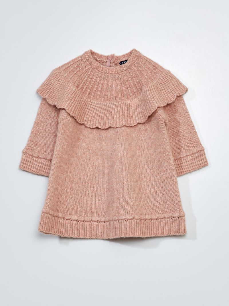 Vestito lavorato a maglia con collo fantasia Rosa - Kiabi