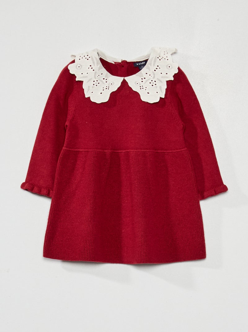 Vestito lavorato a maglia rosso bordeaux - Kiabi