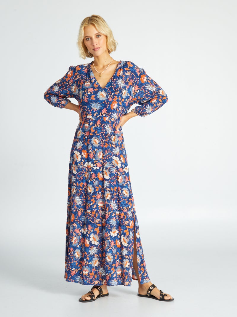 Vestito lunga in maglia crêpe BLU - Kiabi