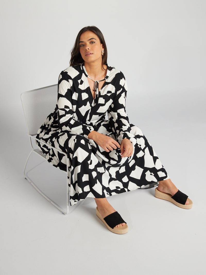 Vestito lungo a balze NERO - Kiabi