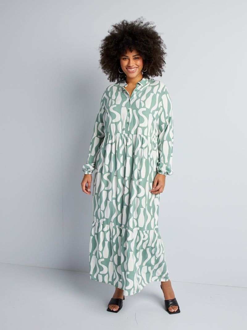 Vestito lungo a balze VERDE - Kiabi