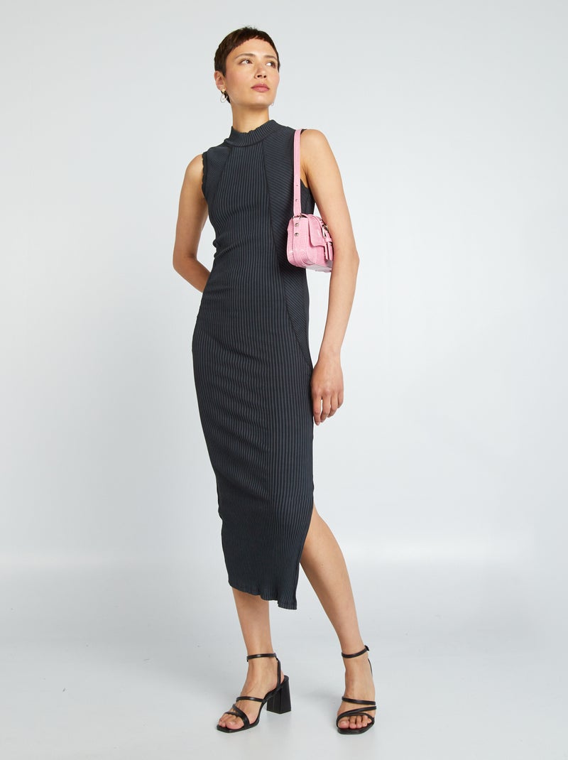 Vestito lungo a coste in tessuto stretch BLU - Kiabi
