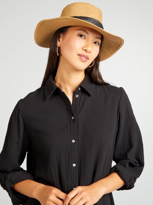 Vestito lungo a forma di camicia in doppia garza di cotone - Kiabi
