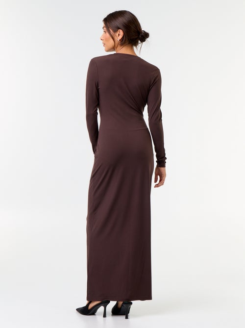 Vestito lungo a maniche lunghe con dettaglio gioiello - Kiabi