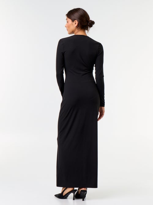 Vestito lungo a maniche lunghe con dettaglio gioiello - Kiabi