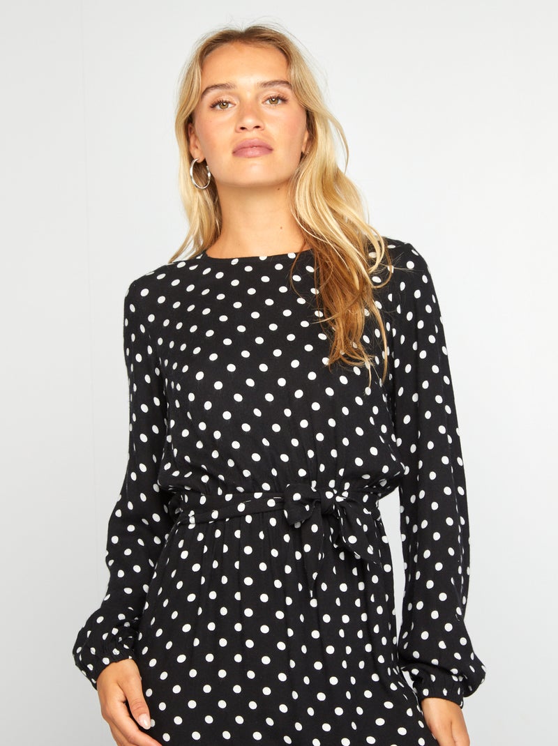 Vestito lungo a pois NERO - Kiabi