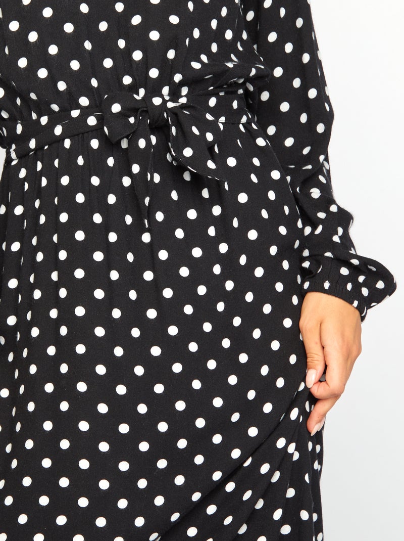 Vestito lungo a pois NERO - Kiabi