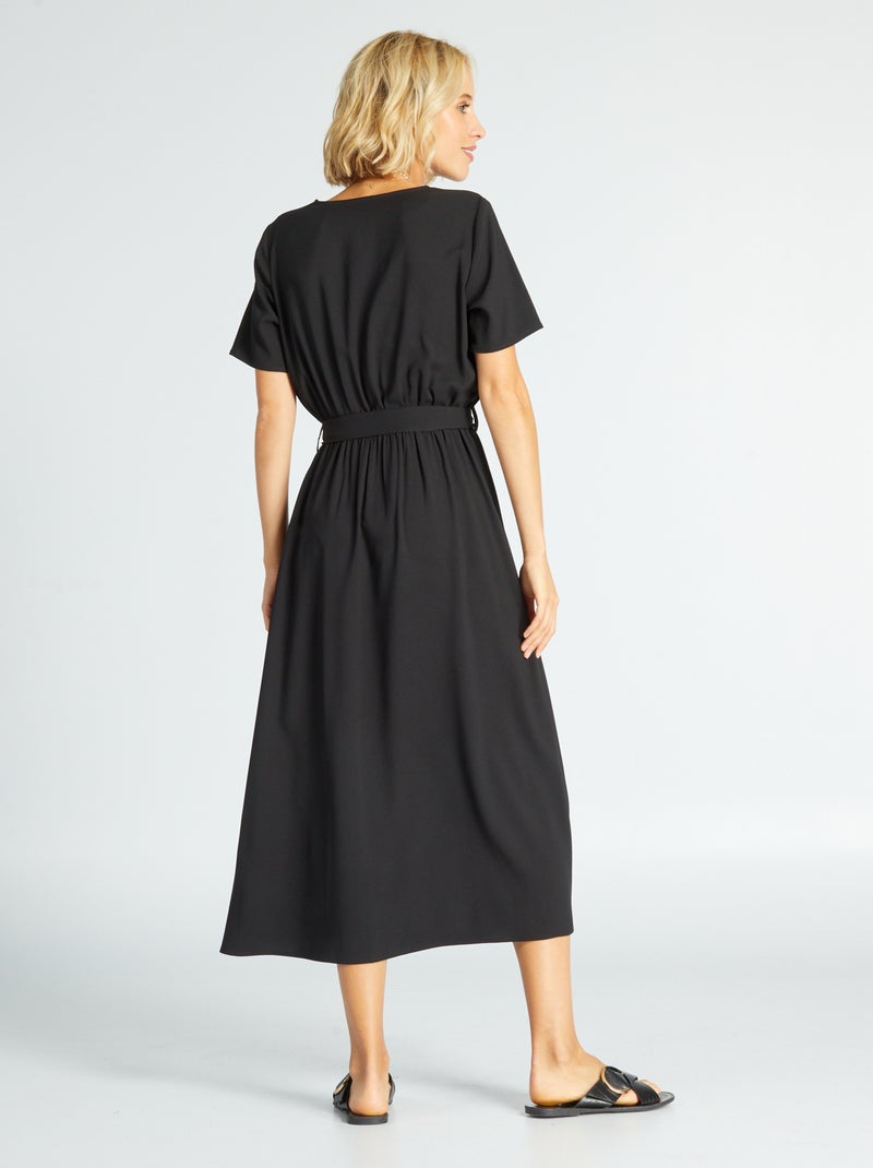 Vestito lungo a portafoglio Nero - Kiabi