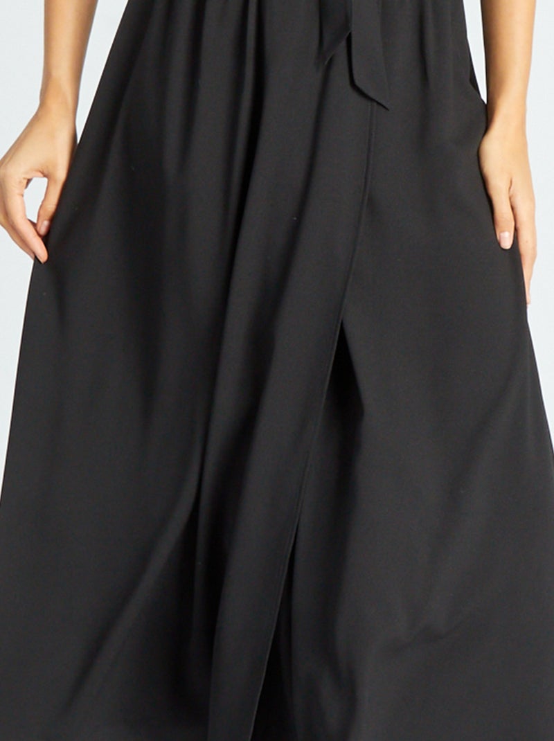 Vestito lungo a portafoglio Nero - Kiabi