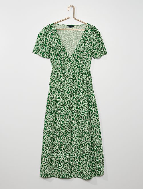 Vestito lungo a portafoglio - VERDE - Kiabi - 18.00€