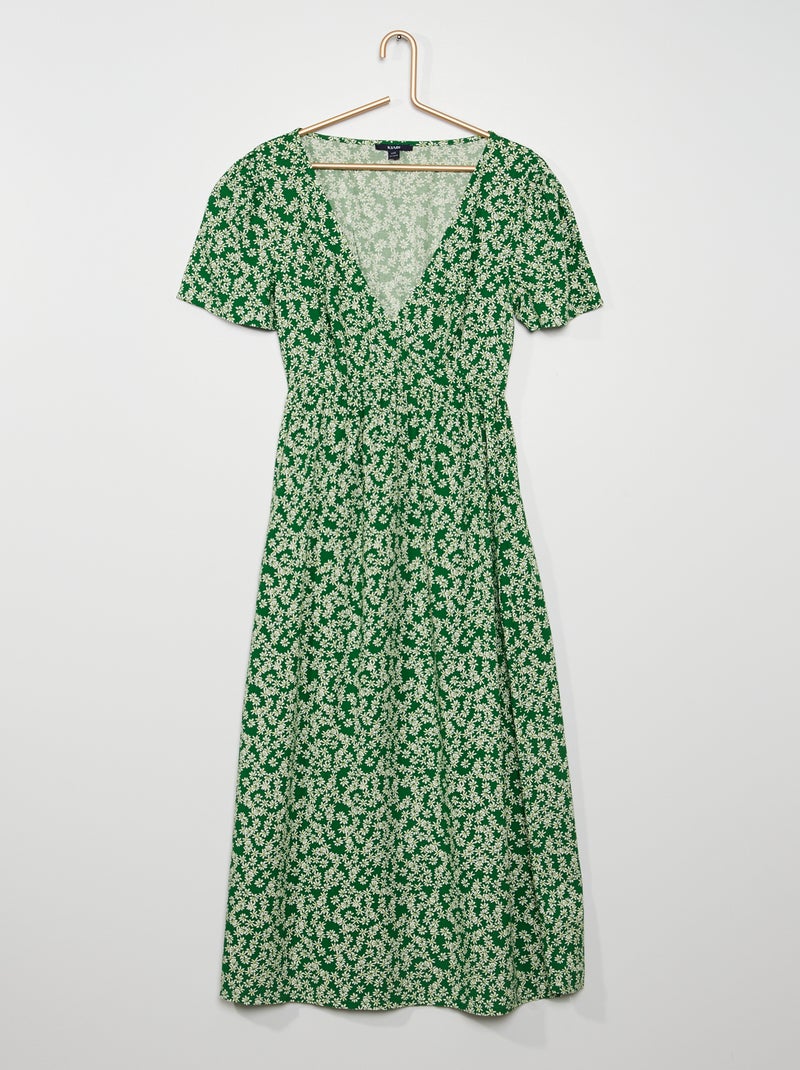 Vestito lungo a portafoglio VERDE - Kiabi