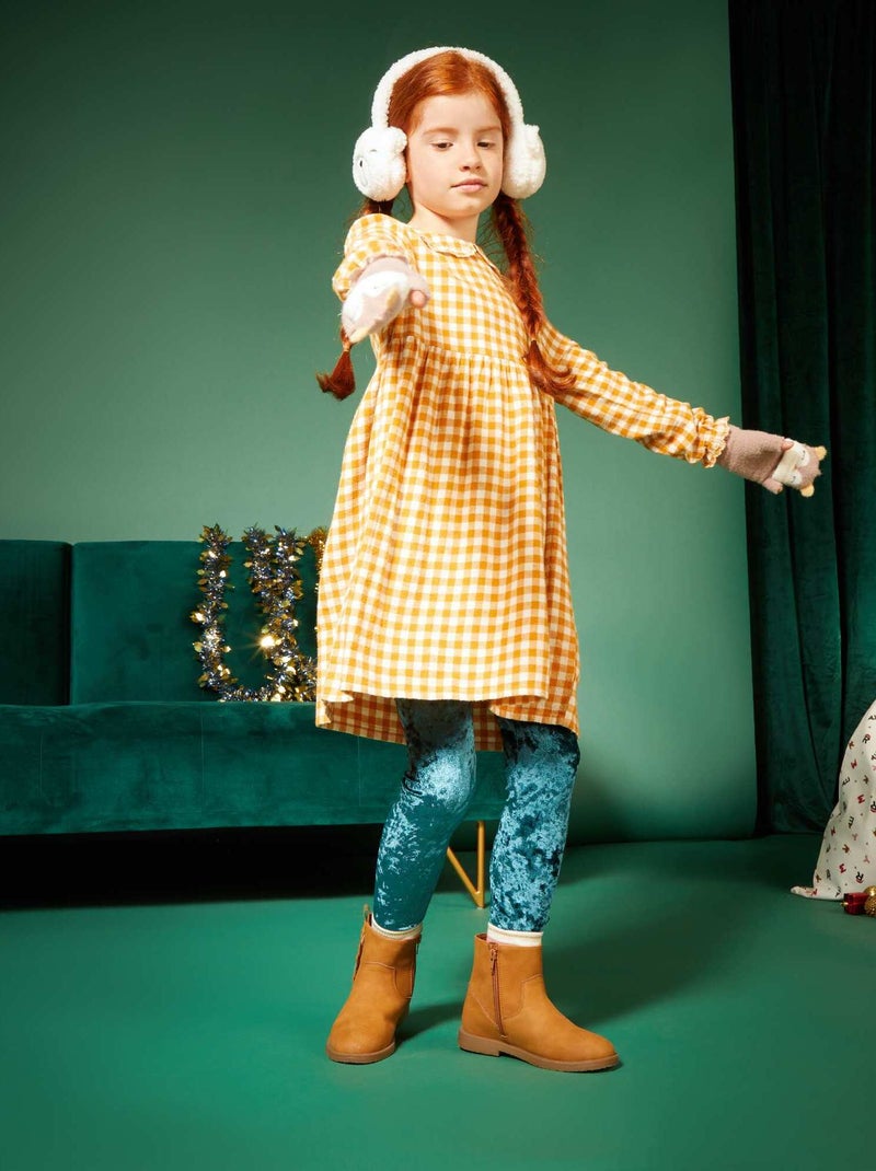 Vestito lungo a quadri GIALLO - Kiabi