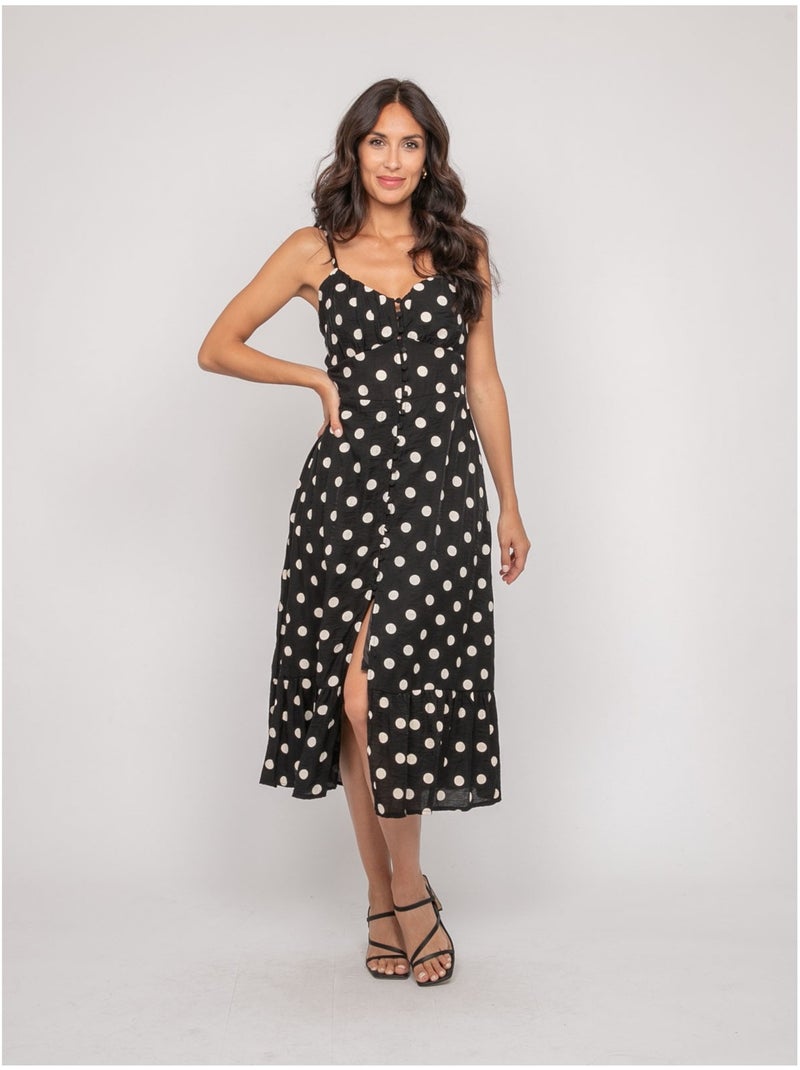 Vestito lungo a spalline sottili con motivo ILOMIA Nero - Kiabi