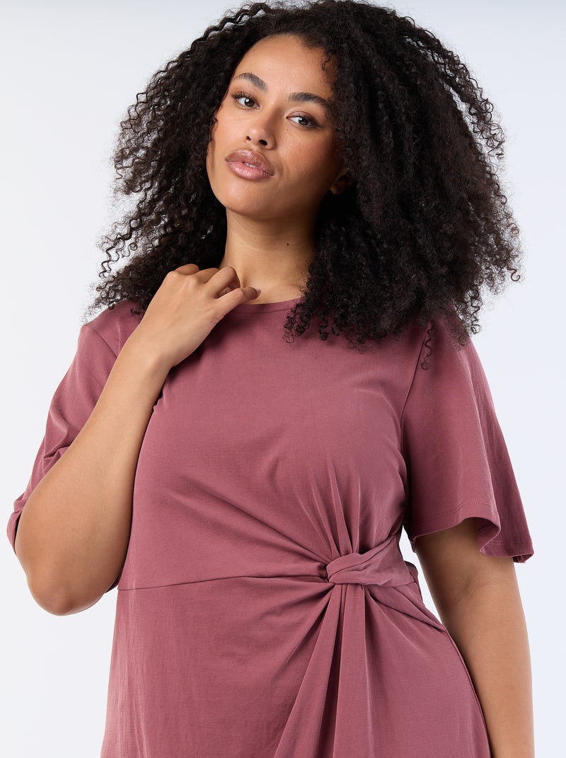 Vestito lungo a tinta unita con nodo davanti Rosa - Kiabi