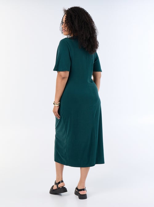 Vestito lungo a tinta unita con nodo davanti - Kiabi