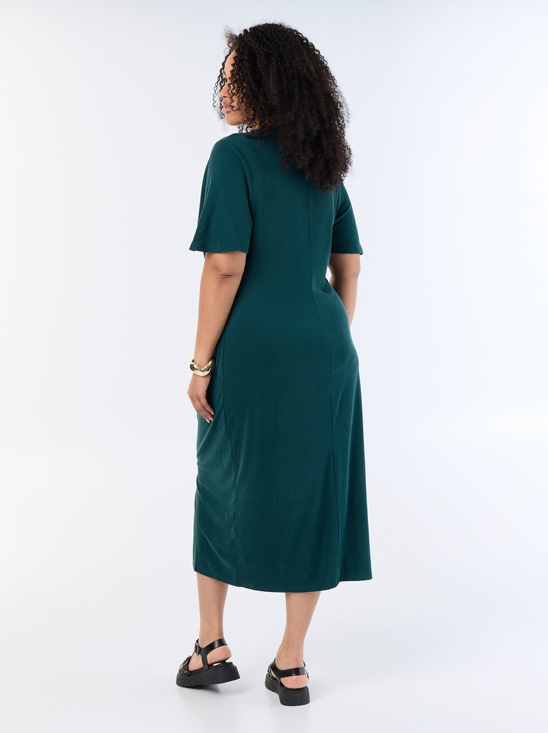 Vestito lungo a tinta unita con nodo davanti Verde - Kiabi
