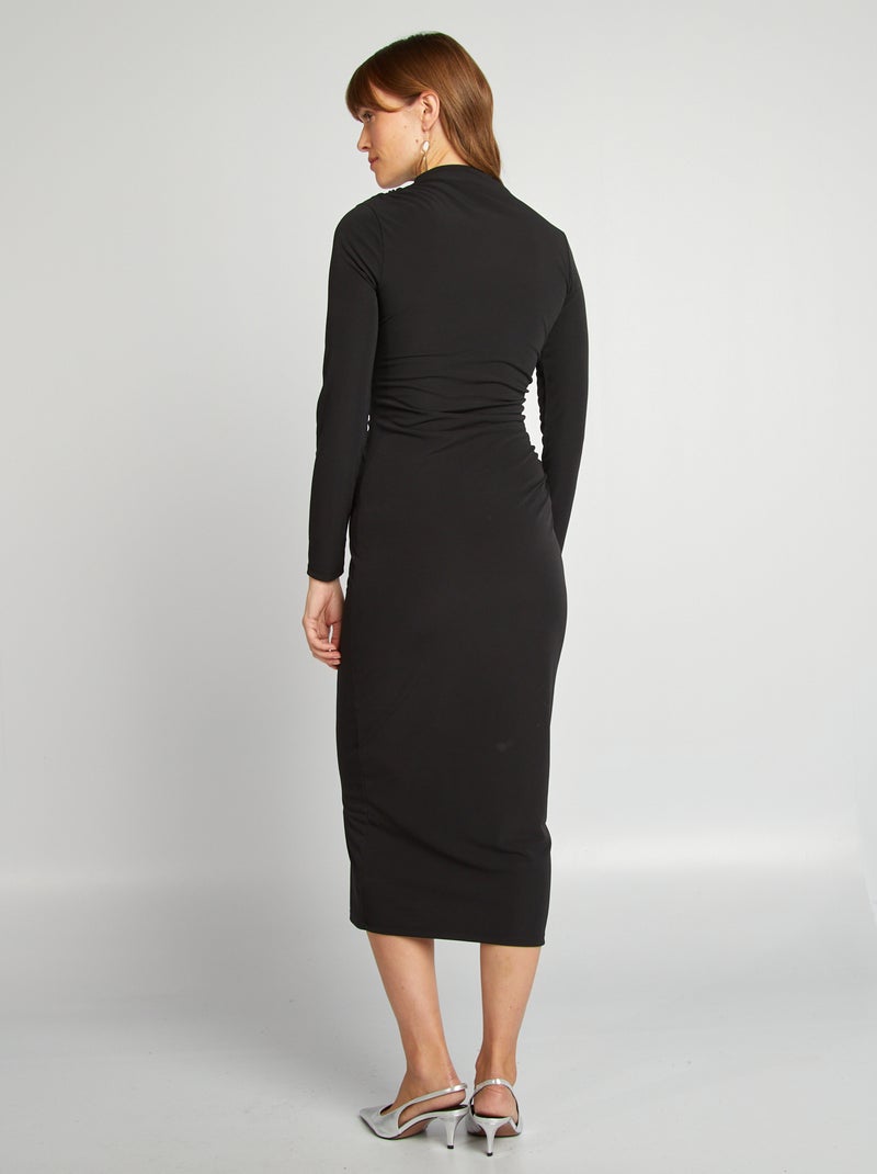 Vestito lungo aderente drappeggiato nero - Kiabi