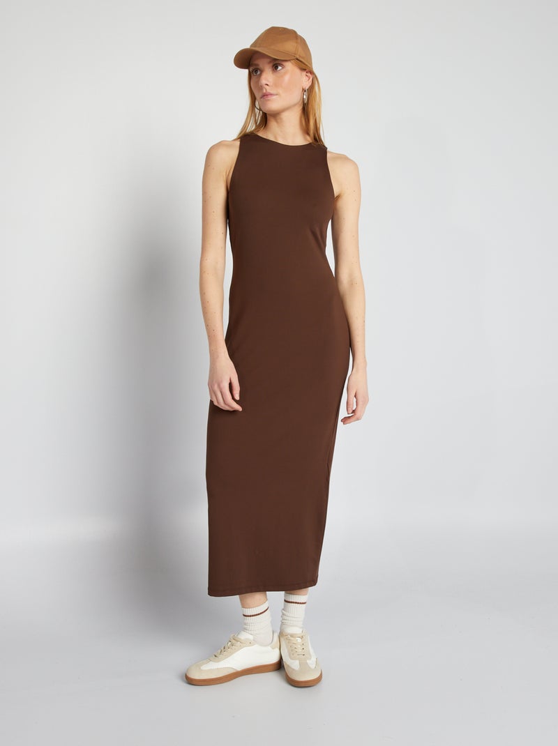 Vestito lungo aderente MARRONE - Kiabi
