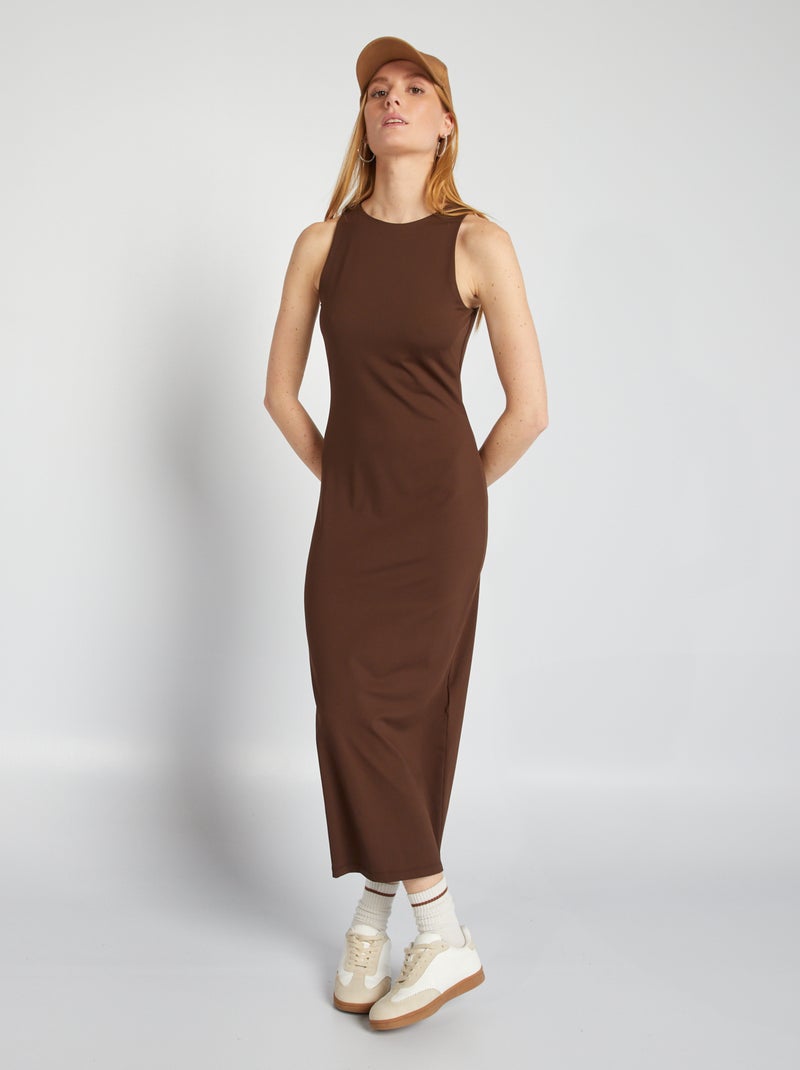 Vestito lungo aderente MARRONE - Kiabi