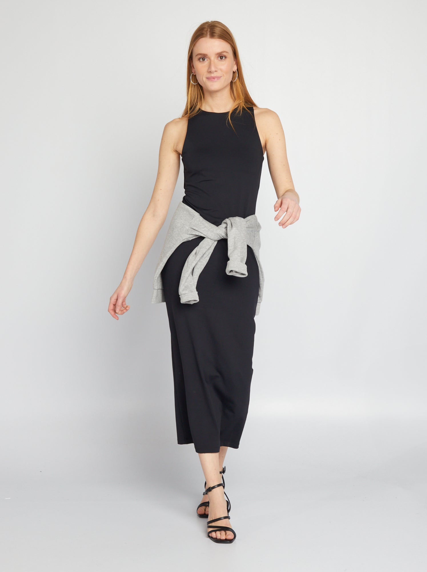 Vestito Nero Sexy Donna Senza Maniche Con Spacco - Abito Lungo Sera Cerimonia Matrimonio - Foto 2