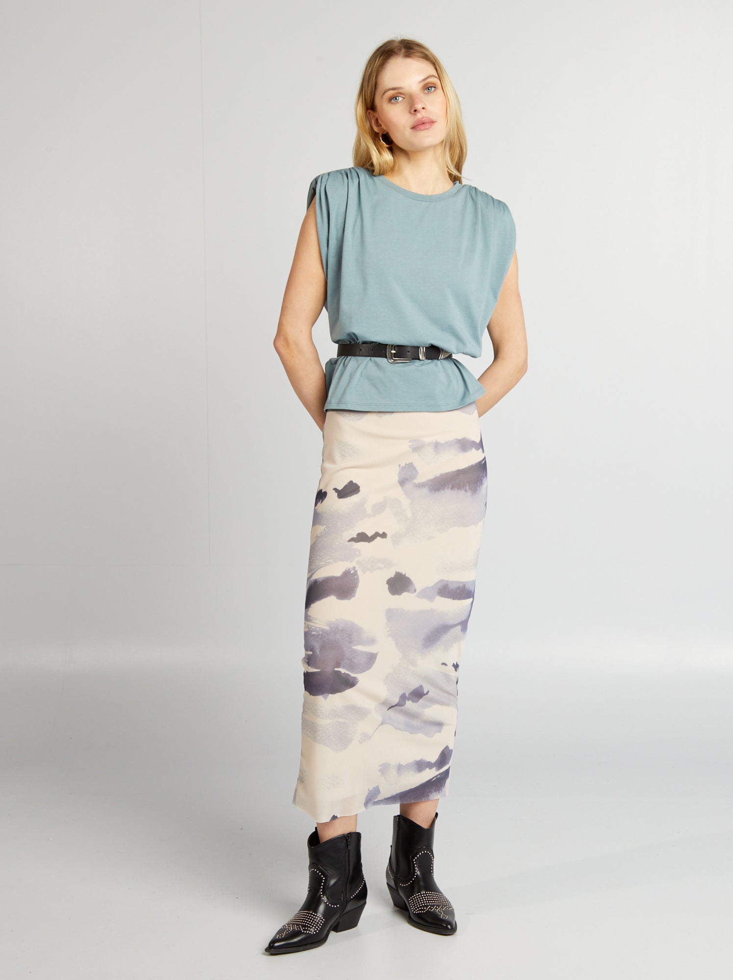 PURVAJA Abito Lungo Aderente Donna Wini-106-110 - Maxi Dress In Maglia Morbida Con Spacco Laterale, Scollo Rotondo