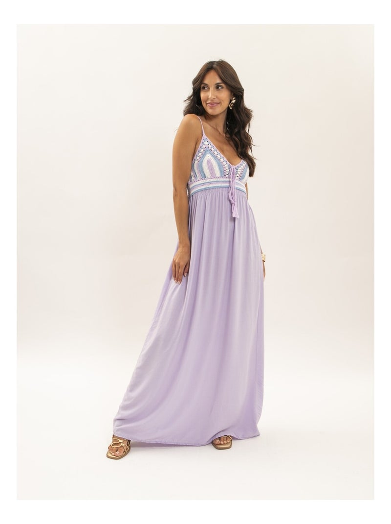 Vestito lungo all'uncinetto IVELLE Viola - Kiabi