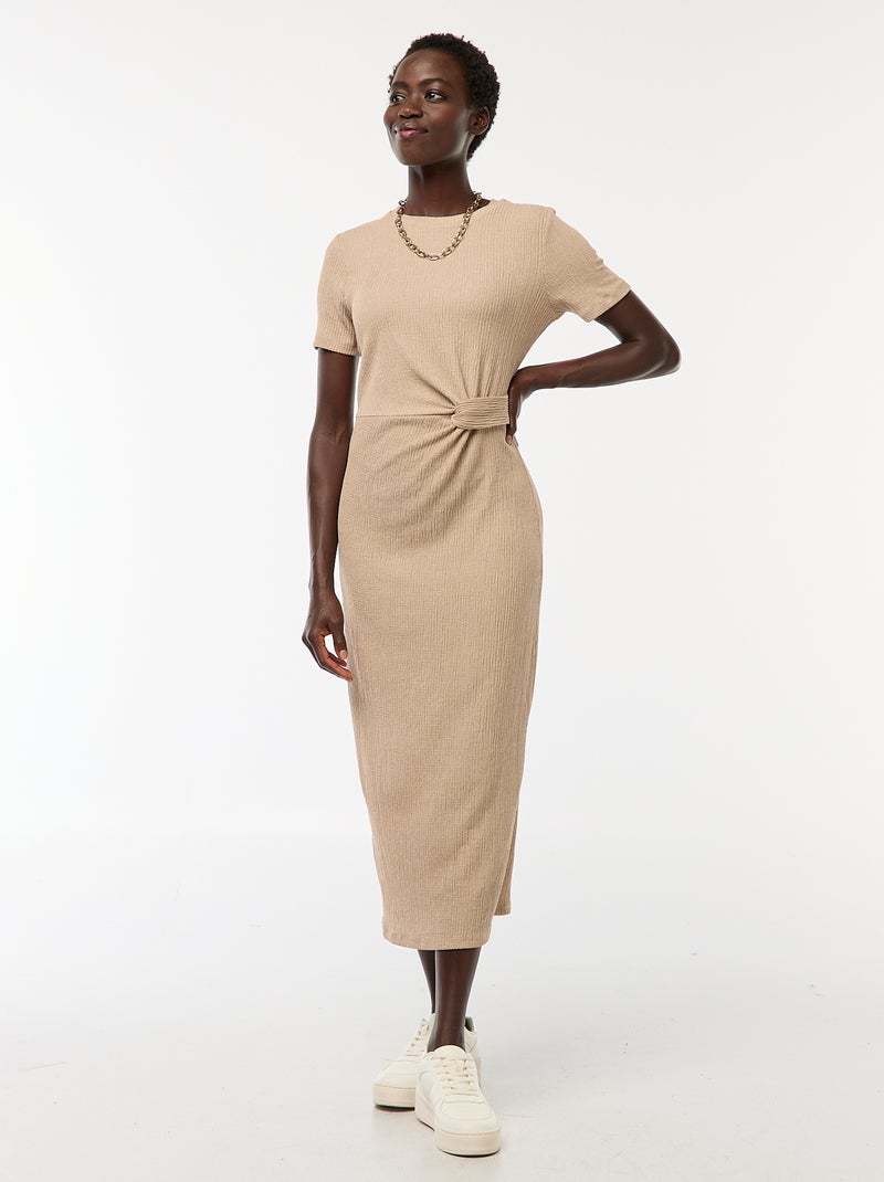 Vestito lungo arricciato in vita Marrone Donna Kiabi