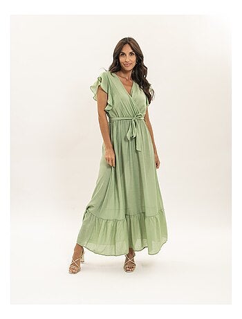 Vestito lungo cache-cœur con cintura ITERIA
