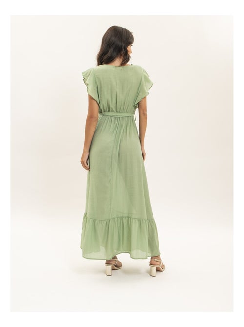 Vestito lungo cache-cœur con cintura ITERIA - Kiabi