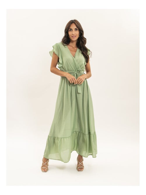 Vestito lungo cache-cœur con cintura ITERIA - Kiabi