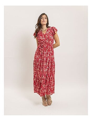 Vestito lungo cache-cœur con cintura IZANE