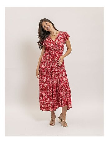 Vestito lungo cache-cœur con cintura IZANE