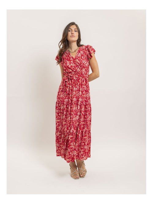 Vestito lungo cache-cœur con cintura IZANE - Kiabi