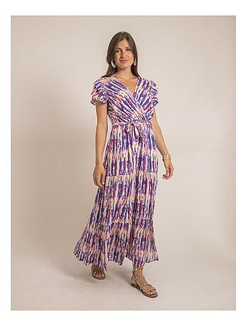 Vestito lungo cache-cœur tie and dye IGAYA