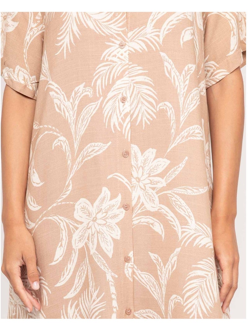 Vestito lungo camicia con motivi ILIAGO Beige - Kiabi