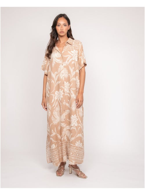 Vestito lungo camicia con motivi ILIAGO - Kiabi