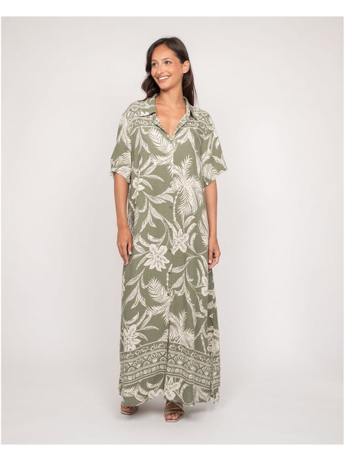 Vestito lungo camicia con motivi ILIAGO - Kiabi