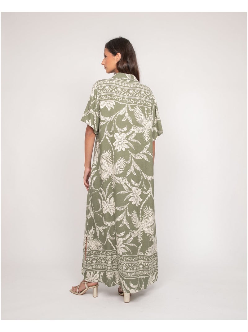 Vestito lungo camicia con motivi ILIAGO Cachi - Kiabi