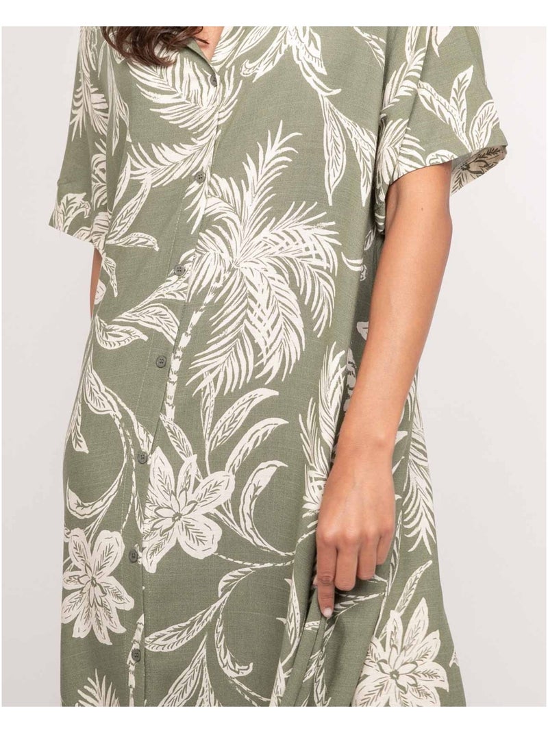 Vestito lungo camicia con motivi ILIAGO Cachi - Kiabi