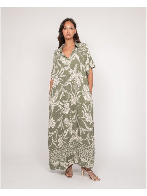 Vestito lungo camicia con motivi ILIAGO - Kiabi