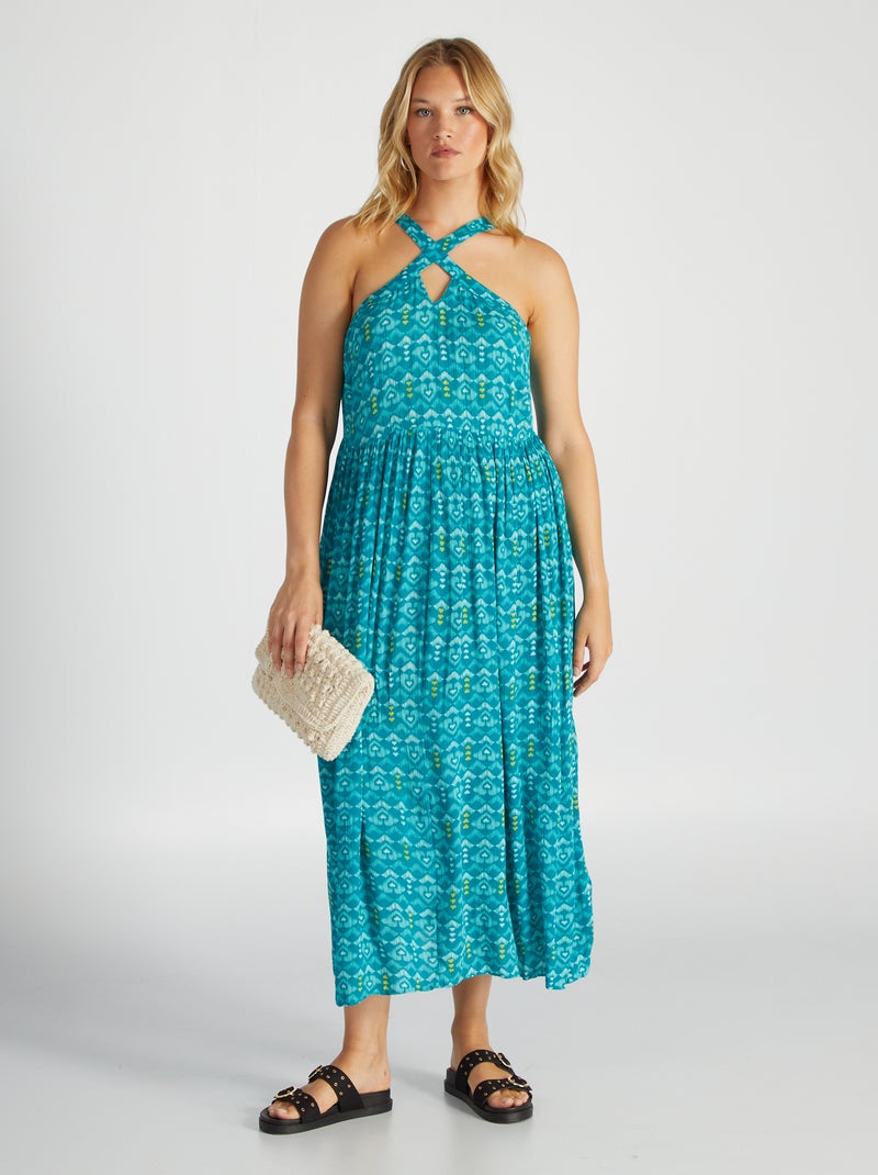 Vestito lungo collo incrociato BLU - Kiabi