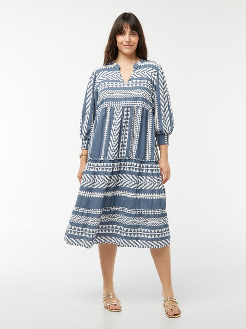 Vestito lungo con balze e motivo - Kiabi
