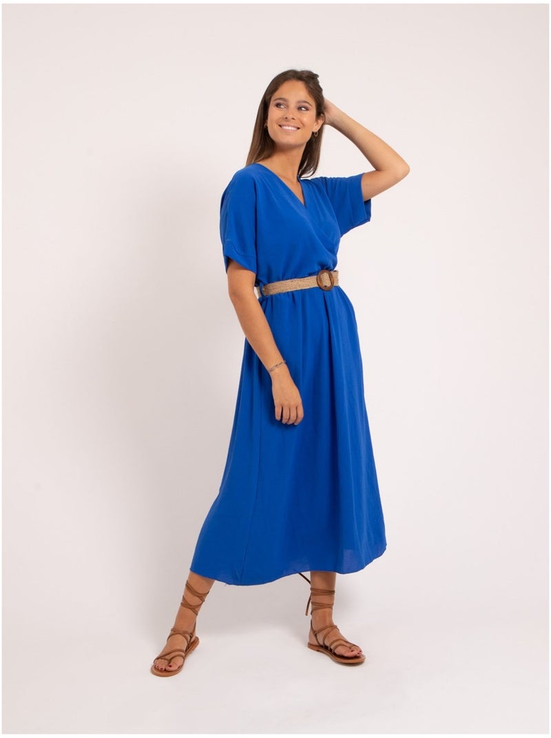 Vestito lungo con cintura ICALEST Blu reale - Kiabi