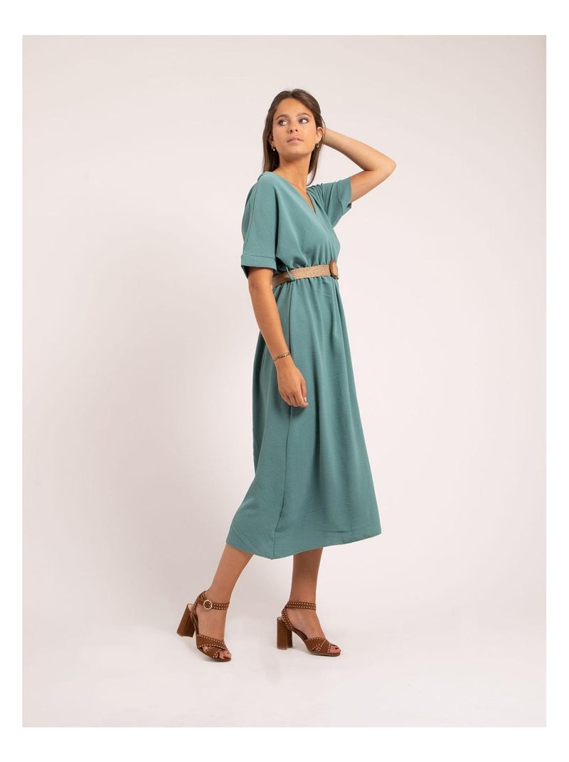 Vestito lungo con cintura ICALEST Verde acqua - Kiabi