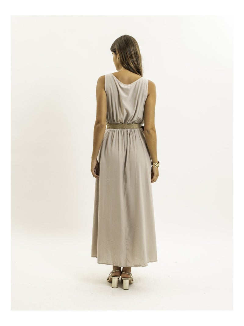 Vestito lungo con cintura ILANEL Beige - Kiabi