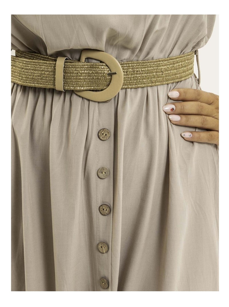 Vestito lungo con cintura ILANEL Beige - Kiabi