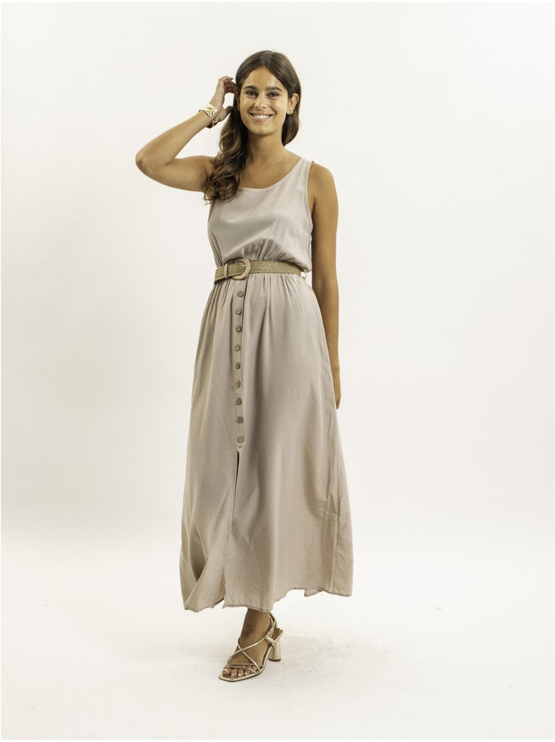 Vestito lungo con cintura ILANEL Beige - Kiabi