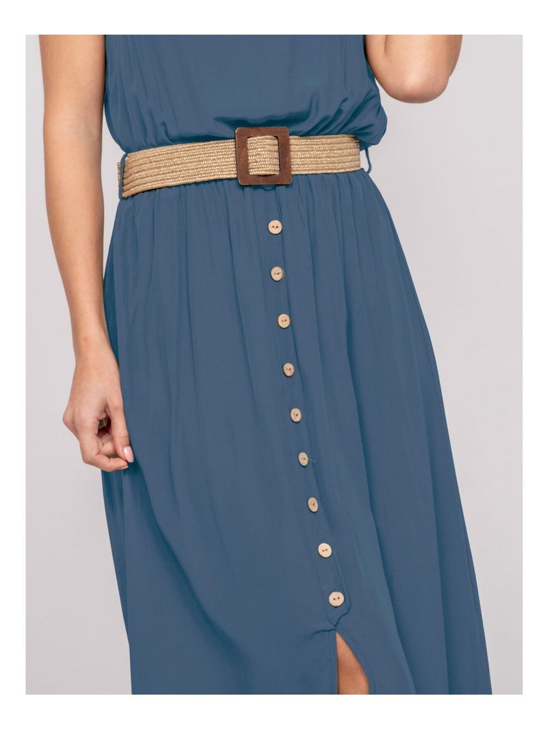 Vestito lungo con cintura ILANEL Blu marino - Kiabi